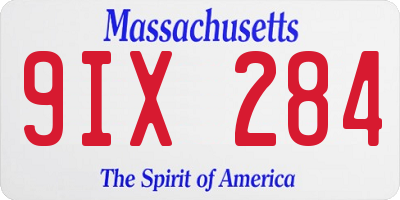 MA license plate 9IX284