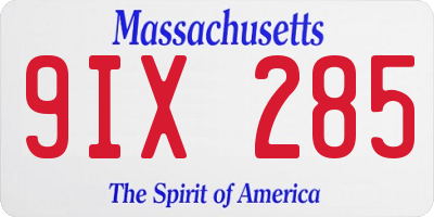 MA license plate 9IX285