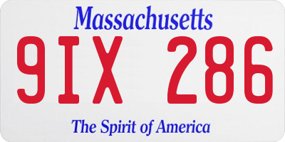 MA license plate 9IX286