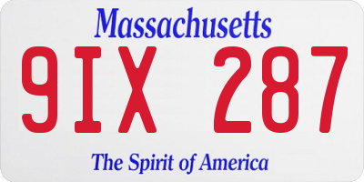 MA license plate 9IX287