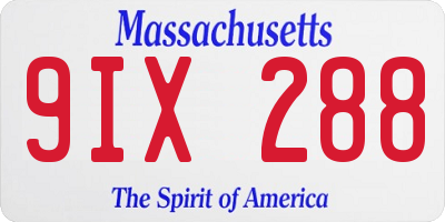 MA license plate 9IX288