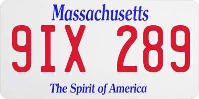 MA license plate 9IX289