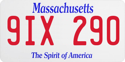 MA license plate 9IX290