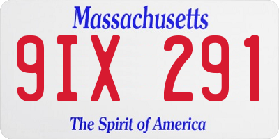 MA license plate 9IX291