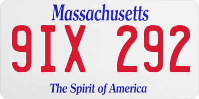 MA license plate 9IX292