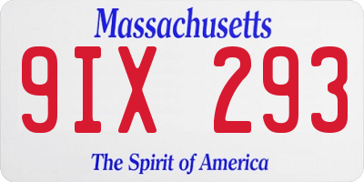 MA license plate 9IX293