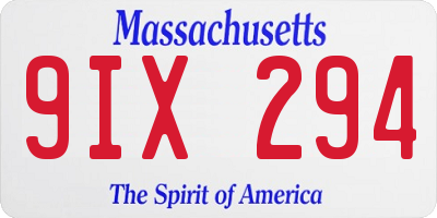 MA license plate 9IX294