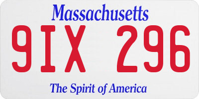 MA license plate 9IX296