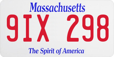 MA license plate 9IX298