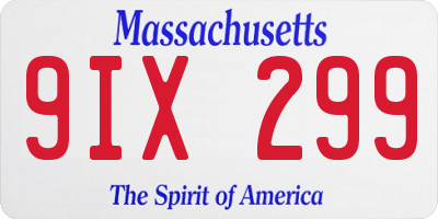 MA license plate 9IX299