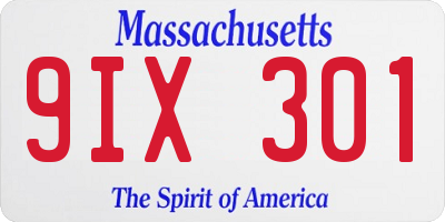 MA license plate 9IX301