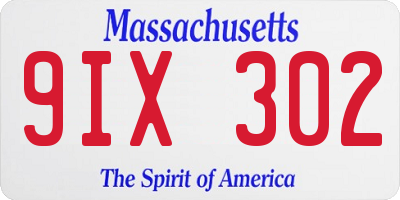 MA license plate 9IX302