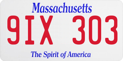 MA license plate 9IX303