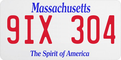 MA license plate 9IX304