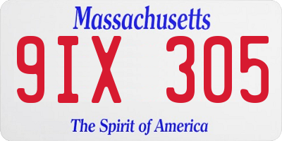 MA license plate 9IX305