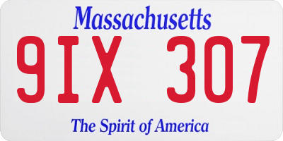 MA license plate 9IX307