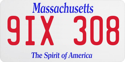 MA license plate 9IX308