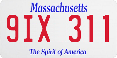 MA license plate 9IX311