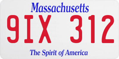 MA license plate 9IX312