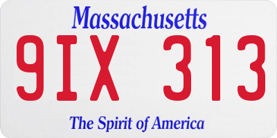 MA license plate 9IX313