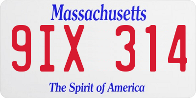 MA license plate 9IX314
