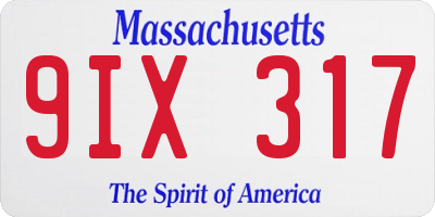 MA license plate 9IX317