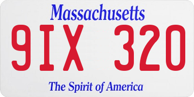 MA license plate 9IX320