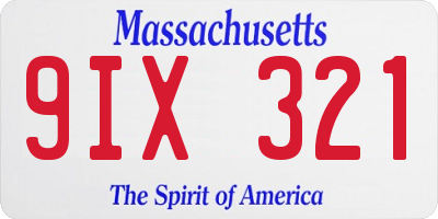 MA license plate 9IX321