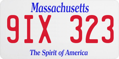 MA license plate 9IX323