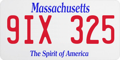 MA license plate 9IX325