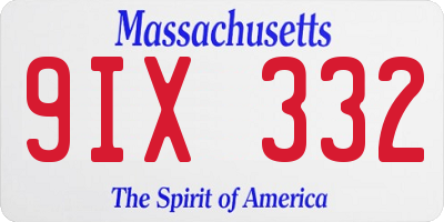 MA license plate 9IX332