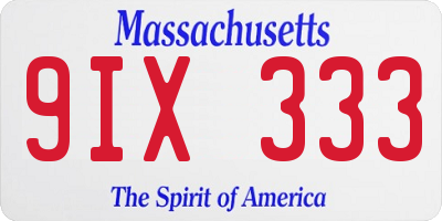 MA license plate 9IX333