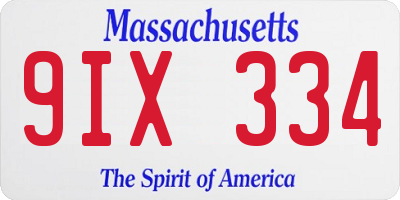 MA license plate 9IX334