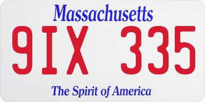 MA license plate 9IX335