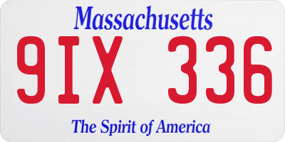 MA license plate 9IX336