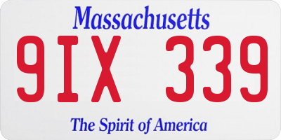 MA license plate 9IX339