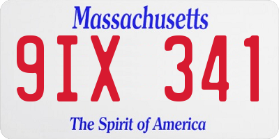 MA license plate 9IX341