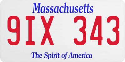 MA license plate 9IX343