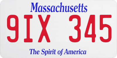 MA license plate 9IX345
