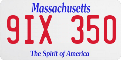 MA license plate 9IX350