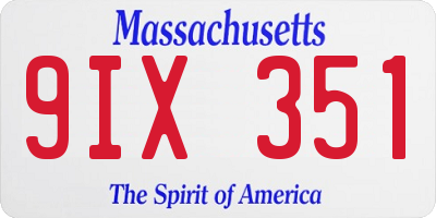 MA license plate 9IX351