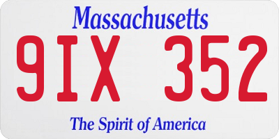 MA license plate 9IX352