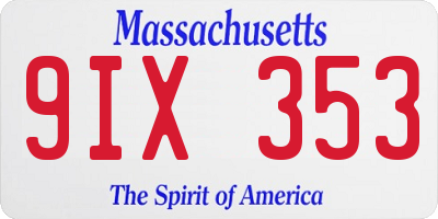 MA license plate 9IX353