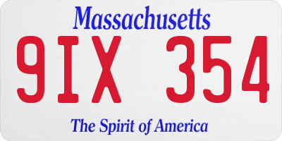 MA license plate 9IX354