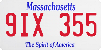 MA license plate 9IX355