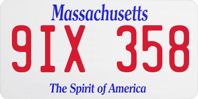 MA license plate 9IX358