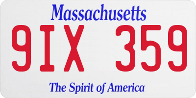 MA license plate 9IX359