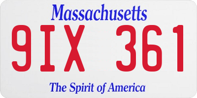 MA license plate 9IX361