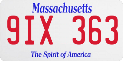 MA license plate 9IX363