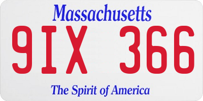 MA license plate 9IX366
